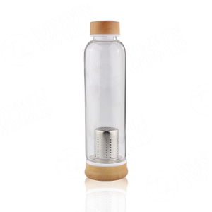 500ml Glass Spray Custom Available Sipper Big Capacity Water Bottles Bamboo Lid Running Water Bottle in Bulk
