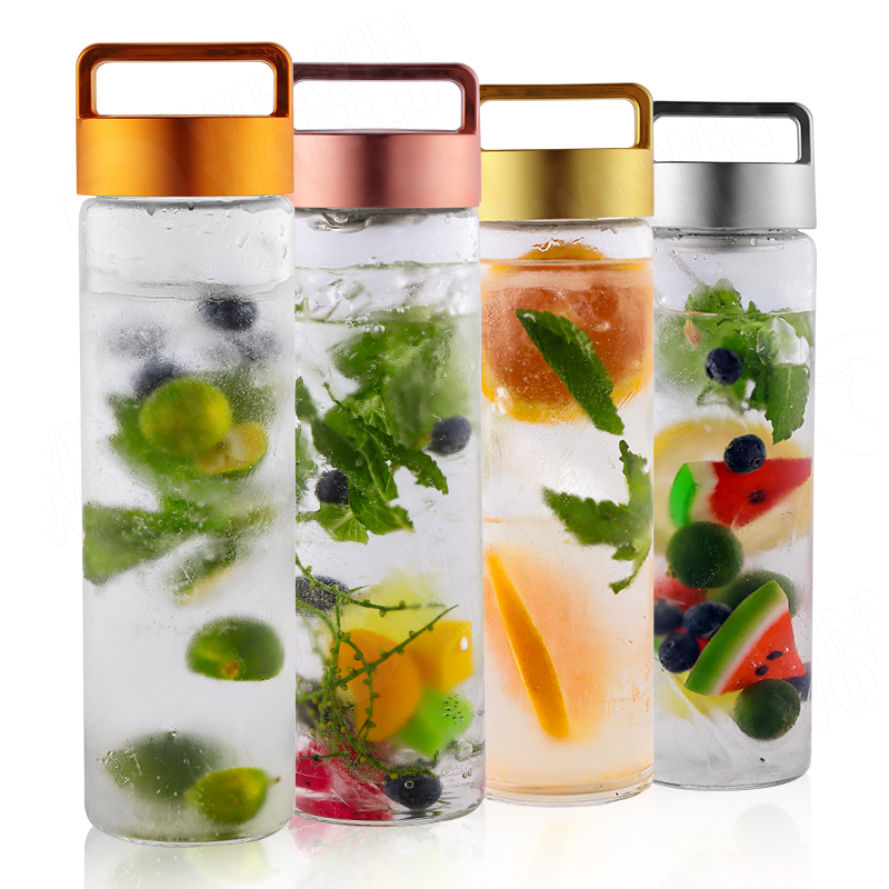 Best Summer Time Single Walled Glass Water Bottles Manufactures Wholesale Fruit Tea Brewing Bottles WIth Infuser