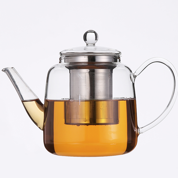 Custom Logo Unique Glass Tea Pot Shape Infuser with Warmer