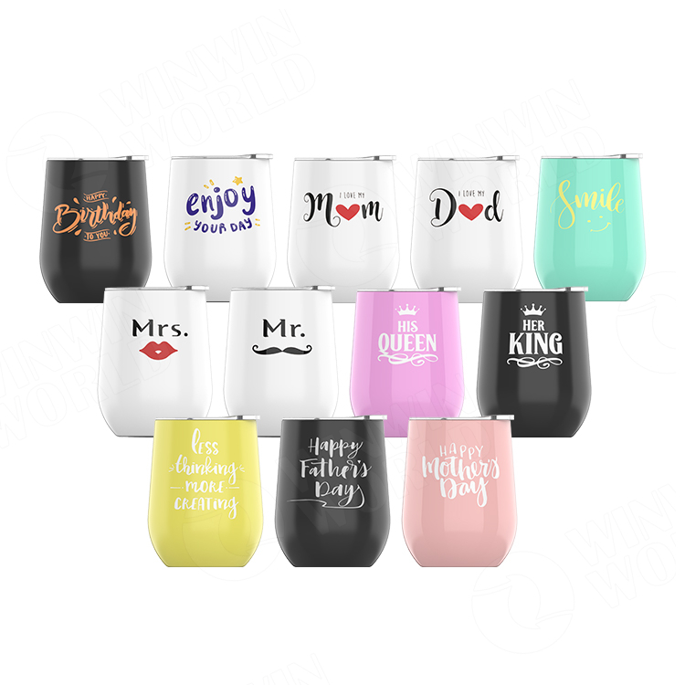 350ml Stainless Steel Wine Tumbler Insulated Cups for Christmas