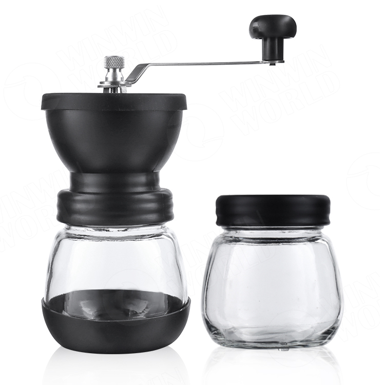 Coffee Tools Hand Crank 6 Precise Coarseness Glass portable espresso Manual Coffee Grinder with conical ceramic burrs
