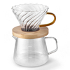 2021 New Arrivals Eco Friendly Pour Over Coffee Maker Set with Coffee Dripper Glass. Iced Pour Over Coffee Dripper Bamboo Stand