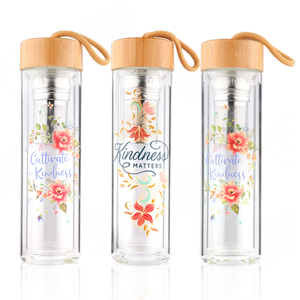 Custom Acceptable Double Wall Insulated Vacuum Glass line Interior Thermos Flask With Tea Infuser