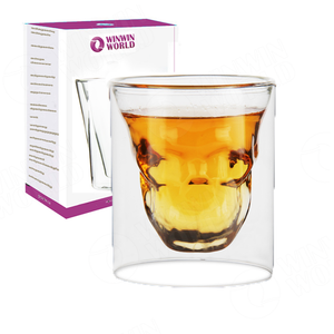 Best Price Double Wall Glass Beer cupsPortable Tea Water Coffee Skull Mug