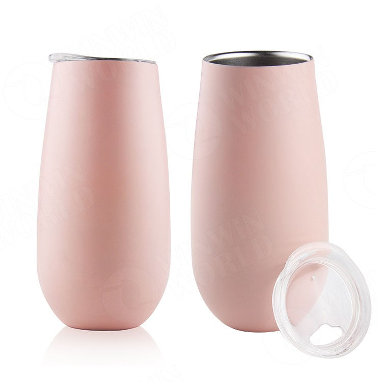 6oz Custom Stainless Steel Wine Tumbler Cups with Lids And Straws