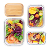 Glass Meal Prep Container Alternative Capacity,Microwave,Freezer Save,BPA Free Leak Proof Lunch Bento Box With Wooden Lid