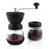 Manual commercial glass coffee grinder.Adjust manual coffee grinder glass with ceramic burr Hand Coffee Mill with 2 Glass jar 