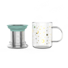 Beautiful Decal Custom Design Glass Double Wall Vintage Tea Cup With Infuser ,Tea Cups Glass Cover Saucers Easy Clean