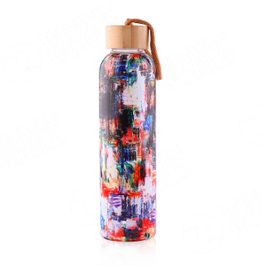 colorful letter glass water bottle with cloth cover frosted portable bottle glass drinking cup