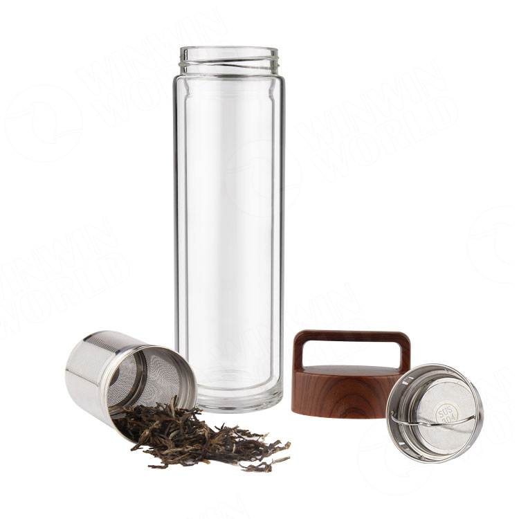 Top Quality Double Wall Glassware Best Insulated Drinking Glasses with Tea Infuser