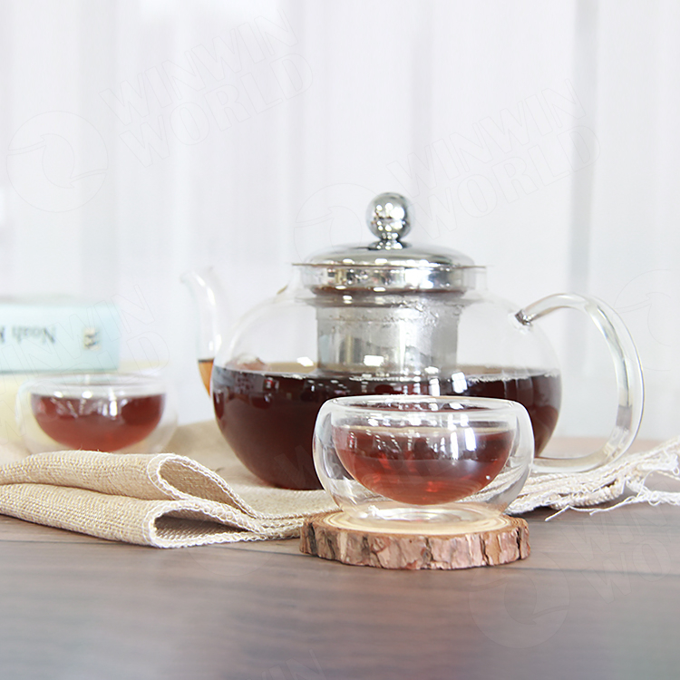 600ml Transparent Borosilicate Tea Pot Coffee Tea Pot